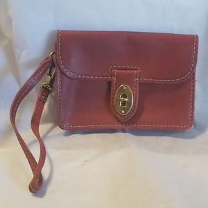 Fossil Red Leather Wristlet